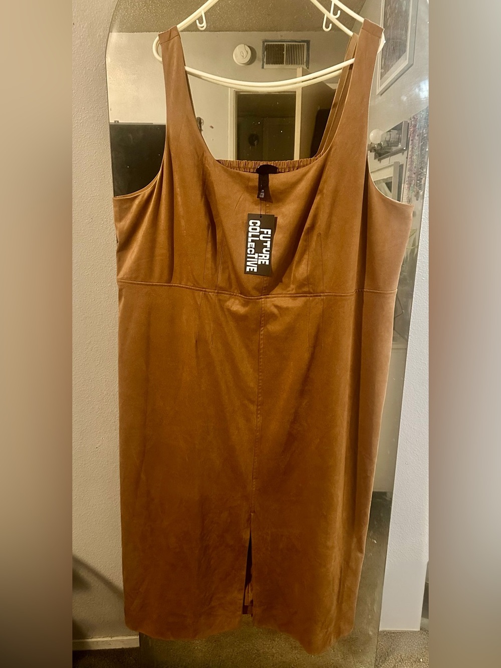 Women's Tan Faux Suede Tank Dress